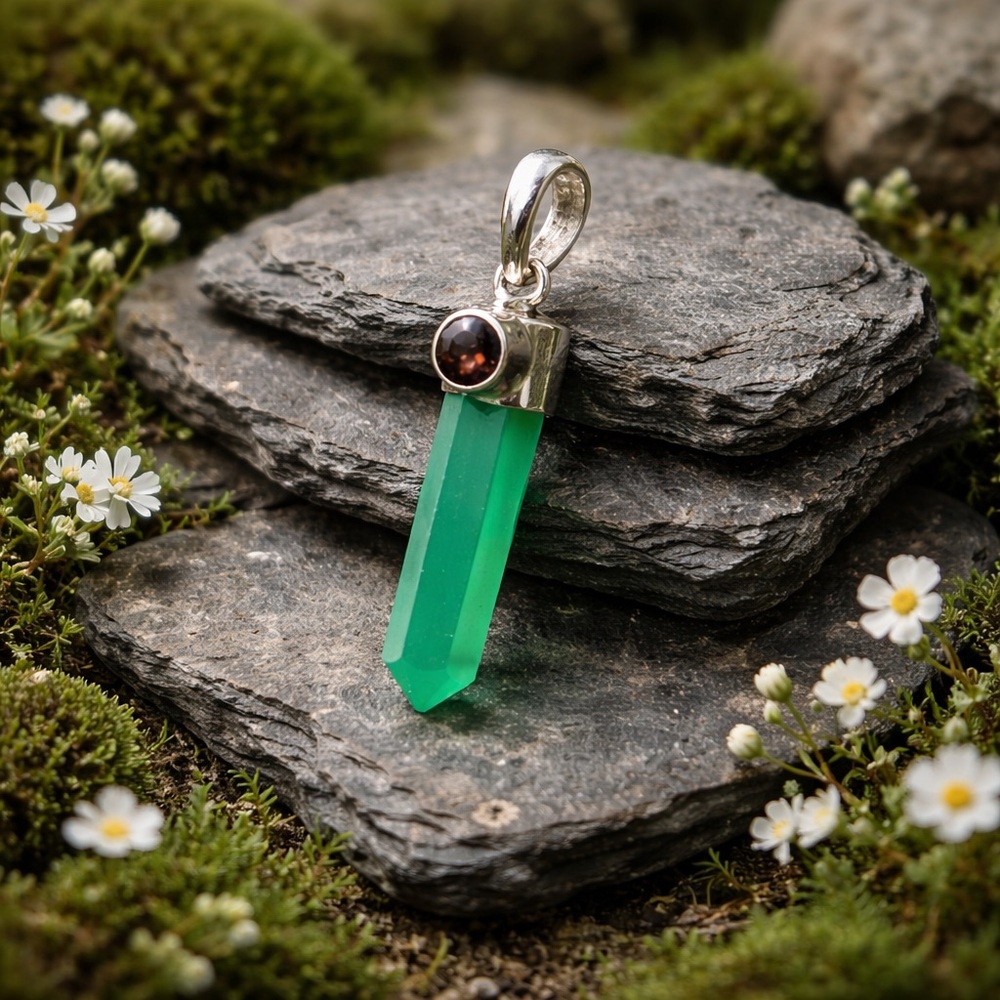 Green Onyx & Smoky Quartz Necklace